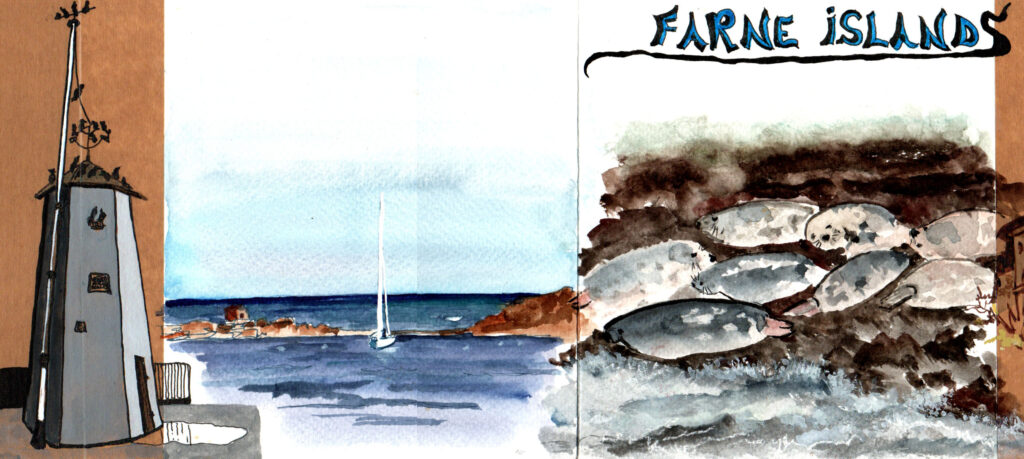 croquis aquarellé à Seahouses