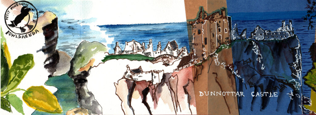 dessin à Crawton et Dunnottar castle